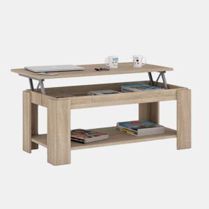 Mesa de centro elevatória Ambit Carvalho canadiano 100 x 43u201354 x 50cm cm