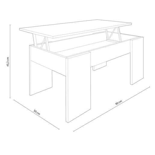 Mesa de centro elevável Gala Cambria 90 x 43,5 x 50 cm