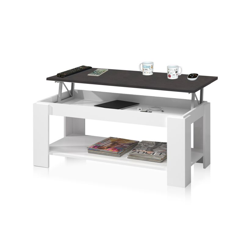 Mesa de centro elevable ambit blanco artik (blanco mate) - óxido 100 x 43–54 x 50 cm