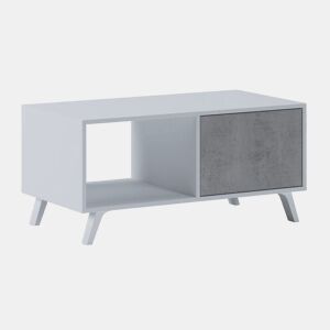 Mesa de centro de vento Branco mate - Cinzento cimento 91,5 x 45 x 49,6 cm