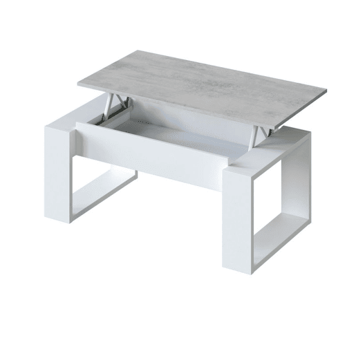 Mesa de centro elevatória Nova Branco Artik (Branco mate) - Cinzento Cimento 105 x 45u201354 x 55 cm