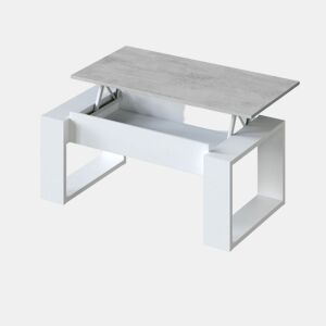 Mesa de centro elevatória Nova Branco Artik (Branco mate) - Cinzento Cimento 105 x 45u201354 x 55 cm