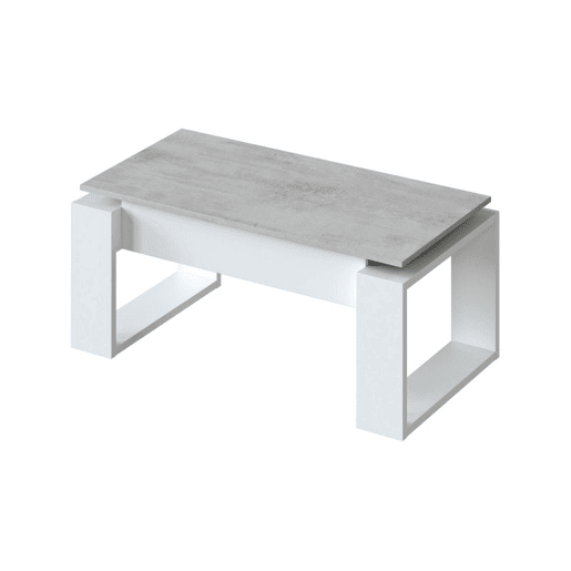 Mesa de centro elevatória Nova Branco Artik (Branco mate) - Cinzento Cimento 105 x 45u201354 x 55 cm