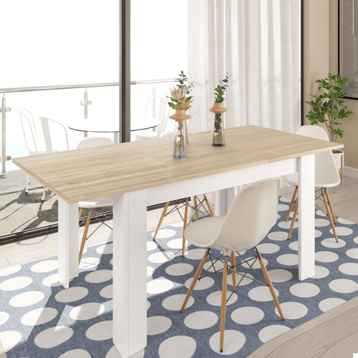 Mesa de jantar extensível Kendra 140 Artik White (Branco mate) - Carvalho canadiano 140u2013190 x 78 x 90cm cm
