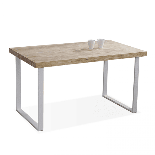 Mesa de jantar Natural Carvalho selvagem - Branco 140x80 cm