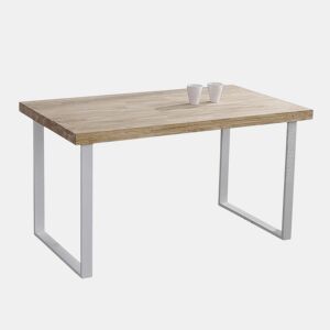 Mesa de jantar Natural Carvalho selvagem - Branco 140x80 cm
