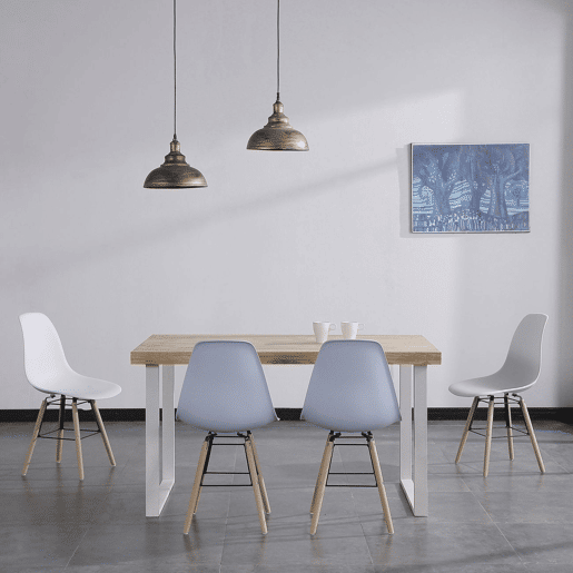 Mesa de jantar Natural Carvalho selvagem - Branco 140x80 cm