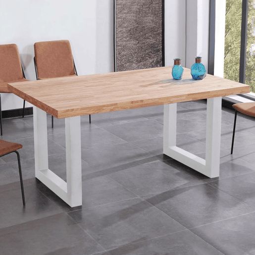 Mesa de jantar Loft 160 Carvalho selvagem - Branco 160x100 cm