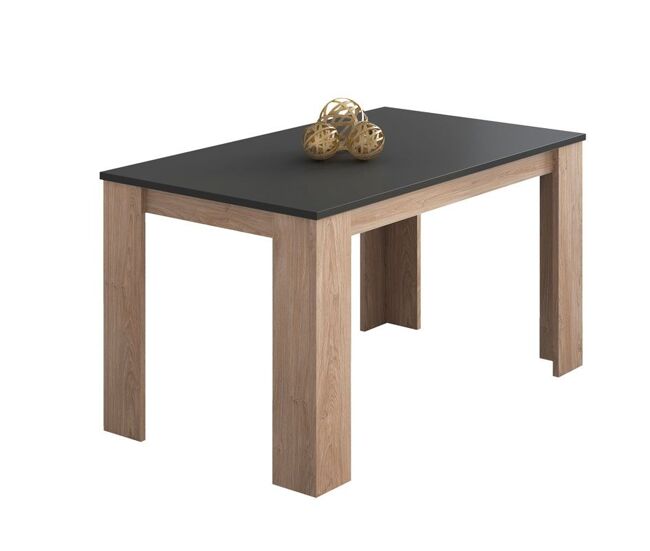 Mesa de comedor fija y robusta en roble y grafito 140x80 cm berta roble - grafito 140 x 75 x 80 cm