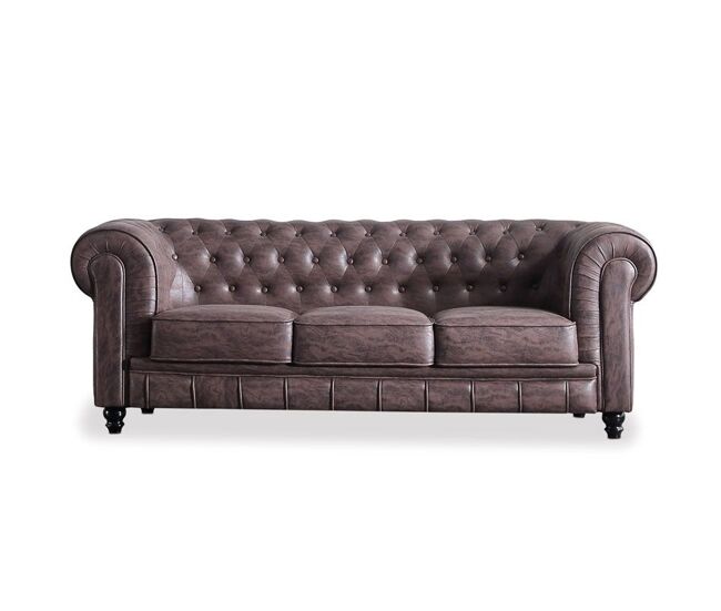 Sofá de 3 plazas en tejido marrón vintage 211cm Chester Marrón vintage 84cm x 75 x cm