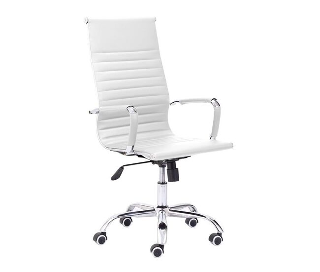 Silla de oficina ergonómica en blanco 106-116x64 cm letter símil piel blanco 64 x 106–116 x 64 cm