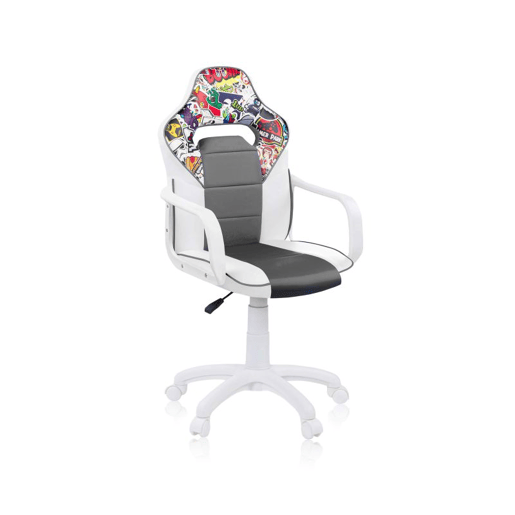 Cadeira para jogos DRW Autocolante - Branco - Cinzento DRW 46,5 x 98-108 x 46cm cm