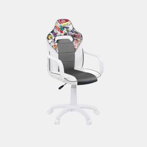 Cadeira para jogos DRW Autocolante - Branco - Cinzento DRW 46,5 x 98-108 x 46cm cm