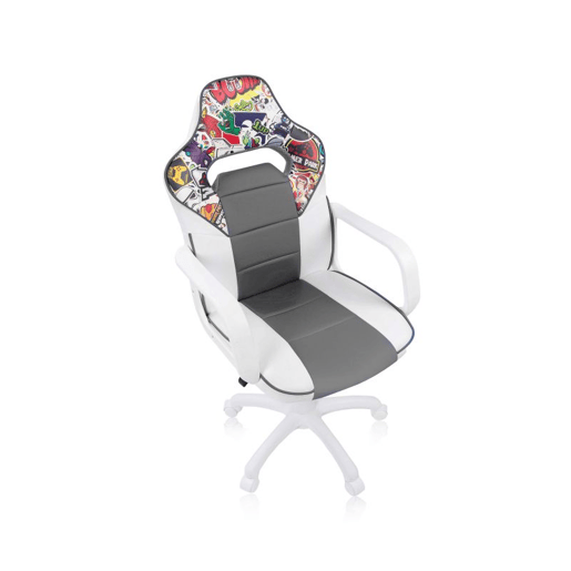 Cadeira para jogos DRW Autocolante - Branco - Cinzento DRW 46,5 x 98-108 x 46cm cm