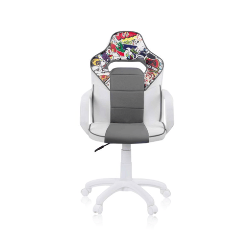 Cadeira para jogos DRW Autocolante - Branco - Cinzento DRW 46,5 x 98-108 x 46cm cm
