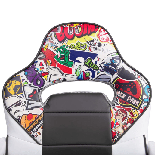 Cadeira para jogos DRW Autocolante - Branco - Cinzento DRW 46,5 x 98-108 x 46cm cm