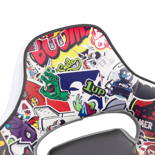 Cadeira para jogos DRW Autocolante - Branco - Cinzento DRW 46,5 x 98-108 x 46cm cm