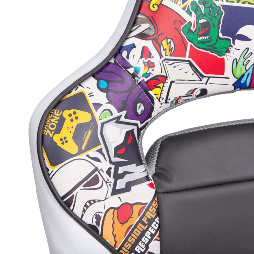 Cadeira para jogos DRW Autocolante - Branco - Cinzento DRW 46,5 x 98-108 x 46cm cm
