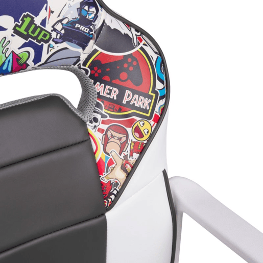 Cadeira para jogos DRW Autocolante - Branco - Cinzento DRW 46,5 x 98-108 x 46cm cm