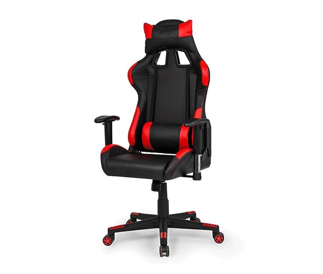 Silla gaming ergonómica y giratoria en negro y rojo 124x67 cm silverstone negro - rojo silverstone 67 x 124 x 68 cm
