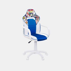 Cadeira para jogos DRW Autocolante Branco Azul DRW 46,5 x 98-108 x 46cm cm