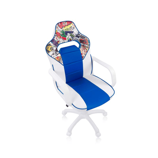 Cadeira para jogos DRW Autocolante Branco Azul DRW 46,5 x 98-108 x 46cm cm