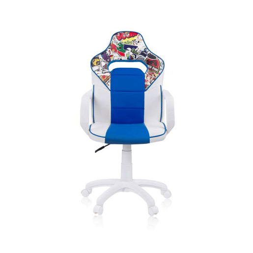 Cadeira para jogos DRW Autocolante Branco Azul DRW 46,5 x 98-108 x 46cm cm