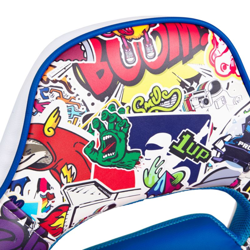Cadeira para jogos DRW Autocolante Branco Azul DRW 46,5 x 98-108 x 46cm cm