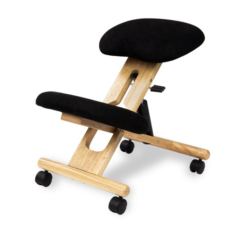 Silla ergonómica de rodillas en negro y aluminio 55-67,5 cm ergochair negro - aluminio 42 x 60 x 65 cm