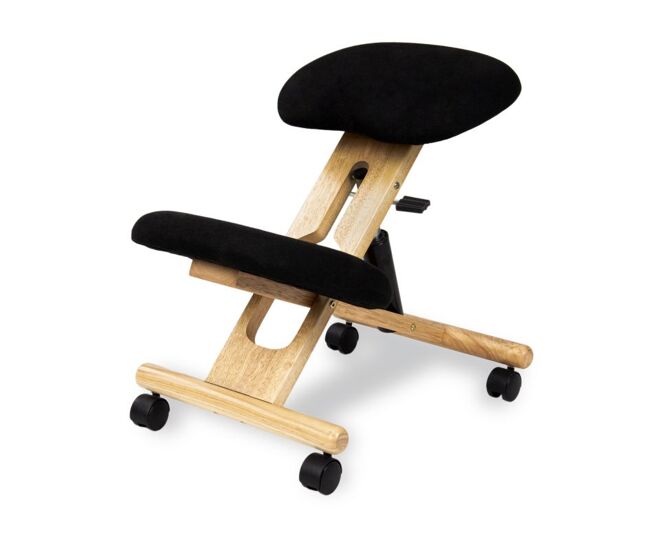 Silla ergonómica de rodillas en negro y aluminio 55-67,5 cm ergochair negro - aluminio 42 x 60 x 65 cm