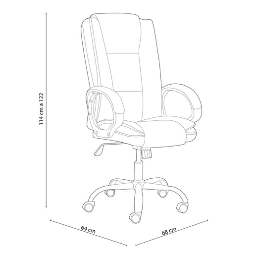 Cadeira de escritório Atlas Branco 68 x 114u2013122 x 64 cm