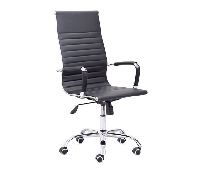 Silla de oficina ergonómica en negro 106-116x64 cm letter símil piel negro 64 x 106–116 x 64 cm