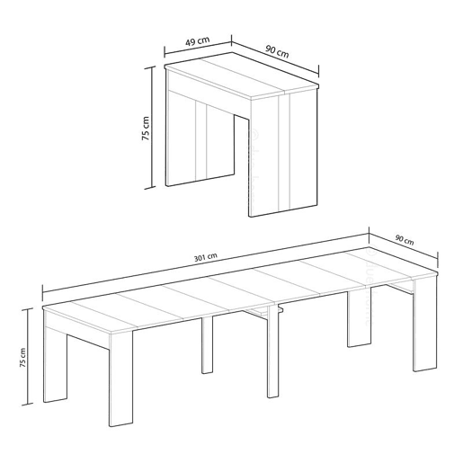 Mesa de consola extensível Epsilon Cimento cinzento 90 x 75 x 49 cm