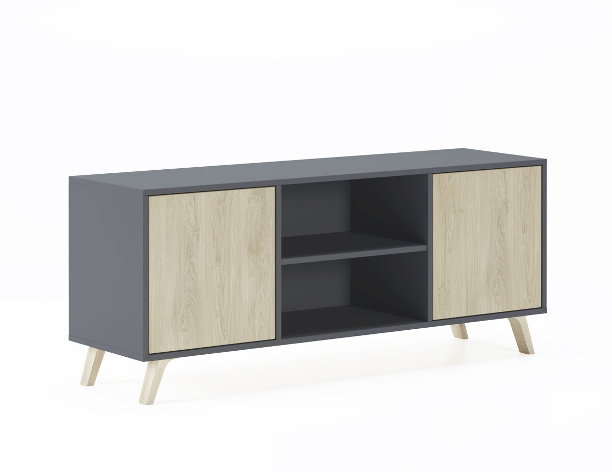 Mueble tv wind 140 gris antracita - puccini 136,8 x 56,9 x 39,6 cm