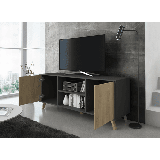 Suporte de TV Wind 140 Cinzento antracite - Puccini 136,8 x 56,9 x 39,6 cm Suporte de TV Wind 140 Cinzento antracite - Puccini 136,8 x 56,9 x 39,6 cm