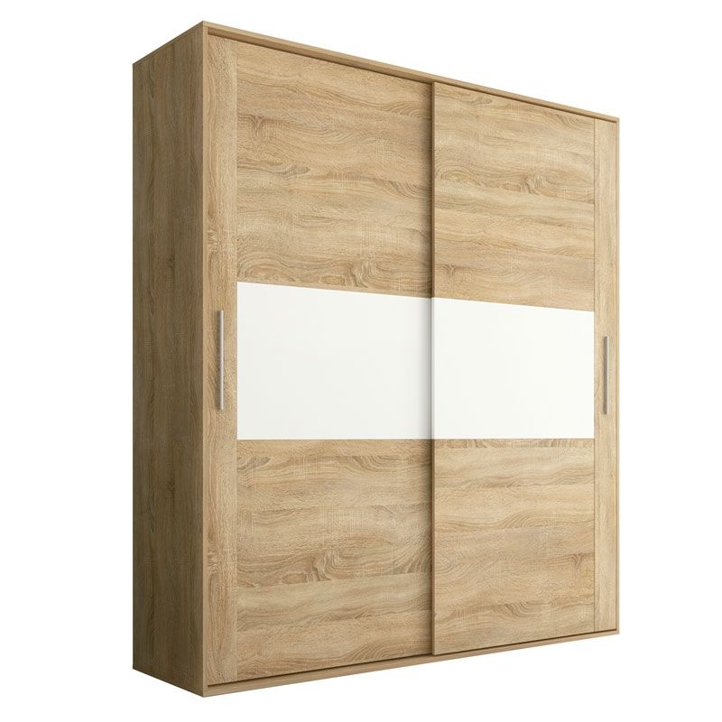 Armario 2 puertas correderas Uniq 180 Natural/ Blanco