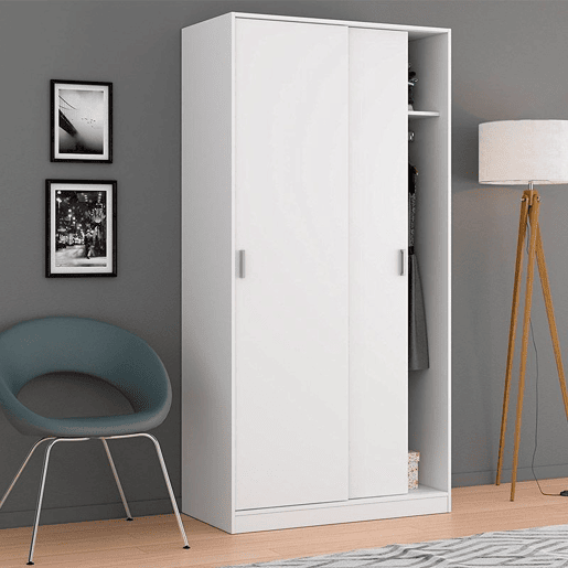 Máximo de 2 roupeiros com portas de correr Artik White (Branco mate) 100 x 200 x 50 cm