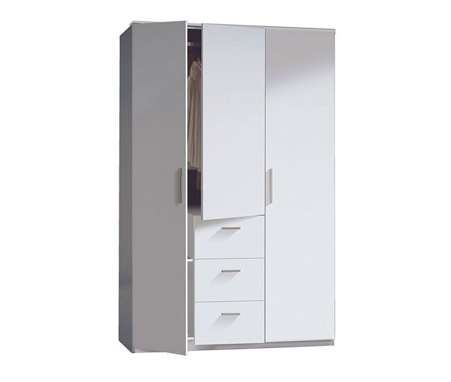 Armario ward 3 puertas blanco brillo 120 x 200 x 52 cm
