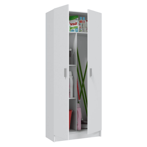 Armário multiusos 2 portas 3 zonas Branco 73 x 180 x 37cm cm Armário multiusos 2 portas 3 zonas Branco 73 x 180 x 37cm cm