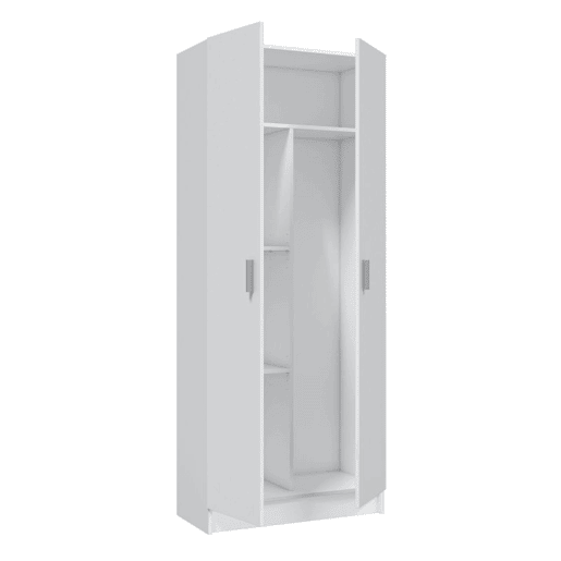 Armário multiusos 2 portas 3 zonas Branco 73 x 180 x 37cm cm Armário multiusos 2 portas 3 zonas Branco 73 x 180 x 37cm cm