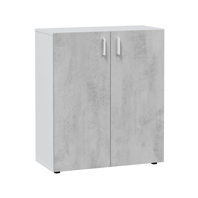 Armario multiusos 2 puertas bajo blanco - cemento 80 x 92 x 37 cm