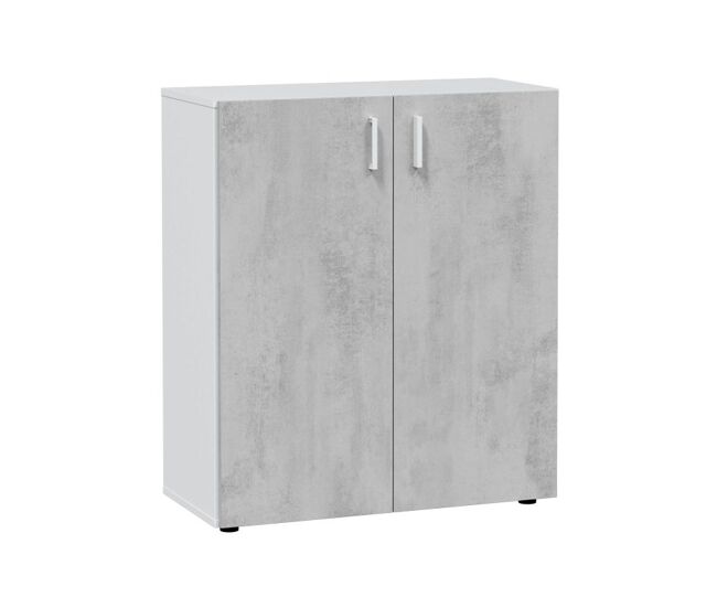 Armario multiusos 2 puertas bajo blanco - cemento 80 x 92 x 37 cm