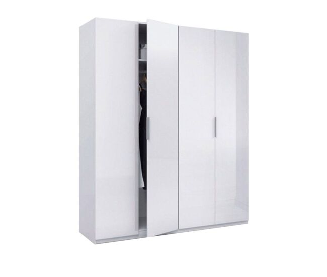 Armario de gran formato con 4 puertas en blanco brillo 180x200 cm low cost blanco brillo 180 x 200 x 52 cm