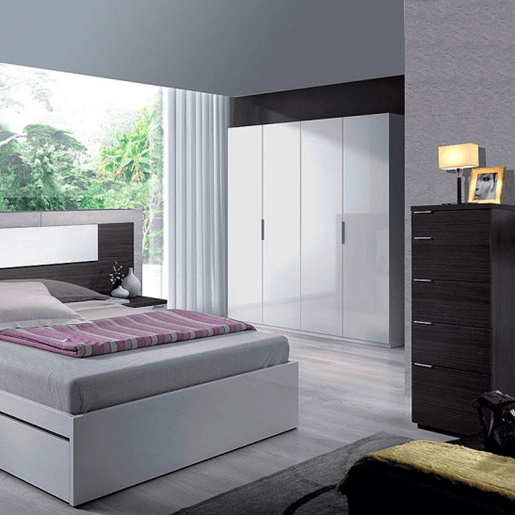 Roupeiro Low Cost 4 portas Branco brilhante 180 x 200 x 52 cm