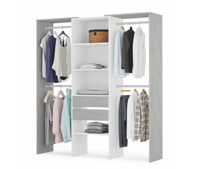 Armario vestidor dress blanco - cemento x 202 x 50 cm