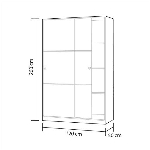 Roupeiro com porta de correr Branco brilhante 120 x 200 x 50cm cm Roupeiro com porta de correr Branco brilhante 120 x 200 x 50cm cm