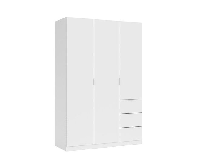 Armario de 3 puertas y 3 cajones en blanco 135x200 cm lcx blanco 135 x 200 x 52 cm
