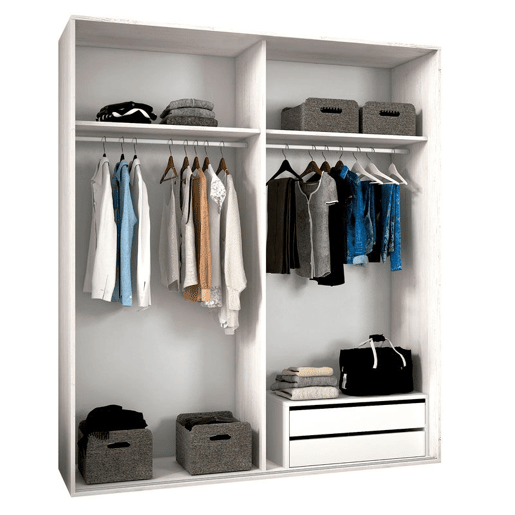 Roupeiro 2 portas de correr Uniq 180 Pinho Andersen - Cinzento 180 x 207,6 x 55 cm