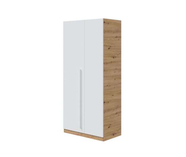 Armario noa blanco artik (blanco mate) - roble nodi 90 x 200 x 52 cm