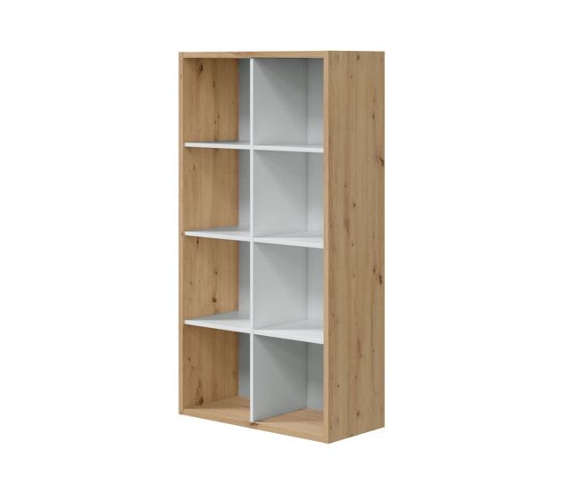 Estantería multiposición de 8 compartimentos en blanco artik y roble nodi 71,5-137 cm Noa Blanco Artik (Blanco Mate) - Roble Nodi 71,5 x 137 x 33 cm
